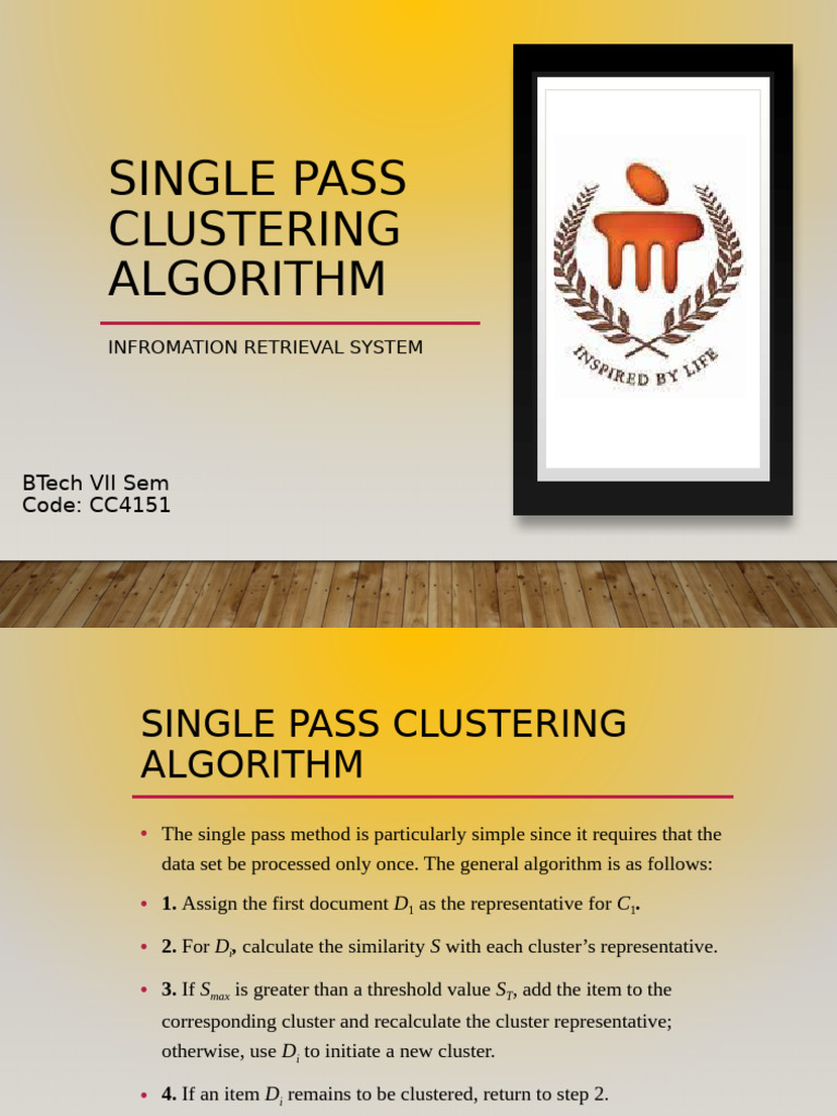 Single Pass Clustering Algorithm Guide | PDF | Cluster Analysis ...