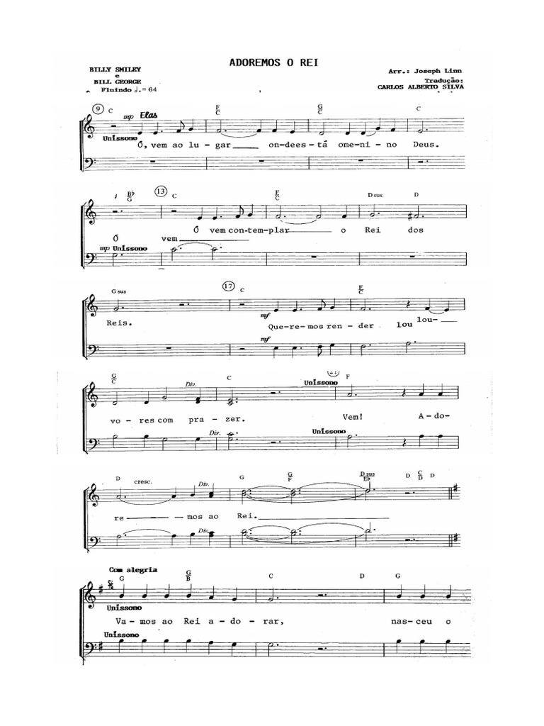 Adoremos Ao Rei Partitura Reduzida | PDF