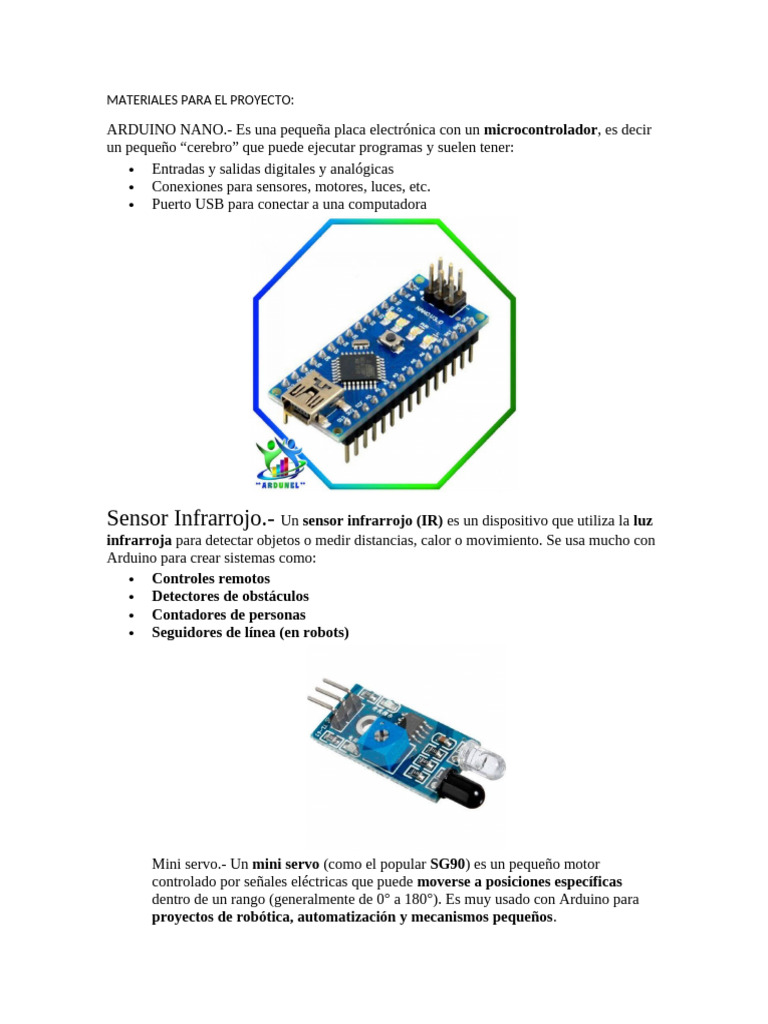 Componentes Esenciales para Proyectos Arduino | PDF