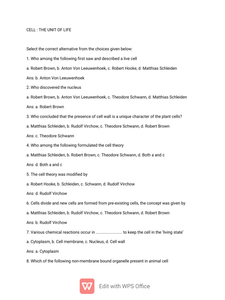 CH 08 Cell - The Unit of Life | PDF | Cell (Biology) | Endoplasmic ...