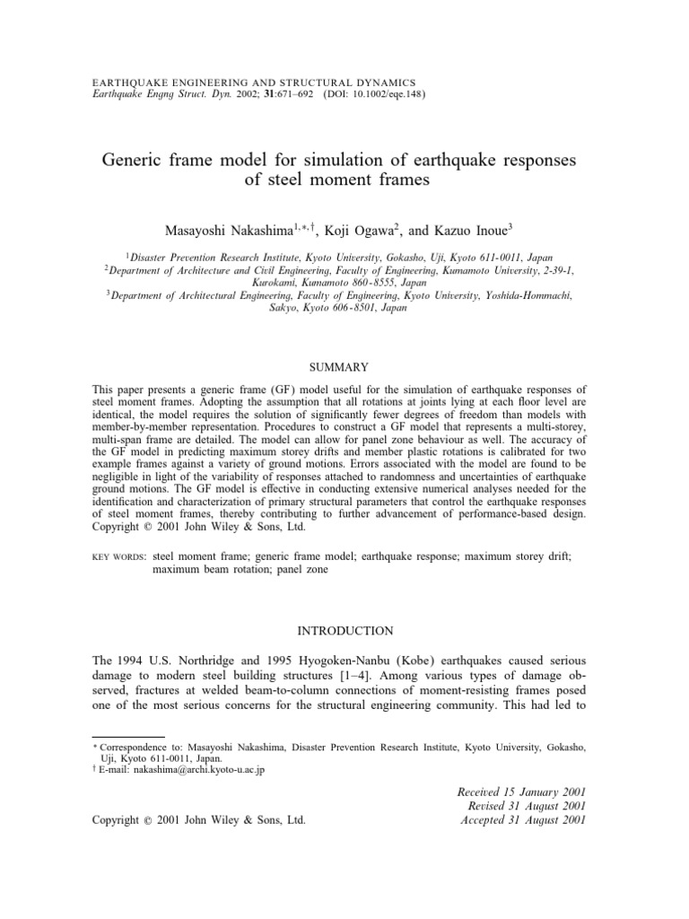 Generic Frame Model for Earthquake Response | PDF | Beam (Structure ...
