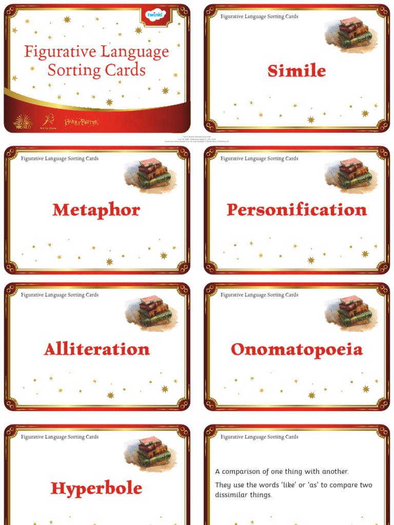 Figurative Language Sorting Cards | PDF | J. K. Rowling | Linguistics