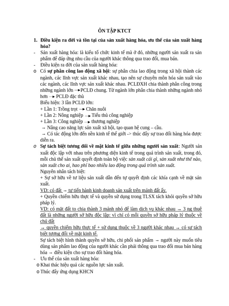 ÔN TẬP KTCT | PDF