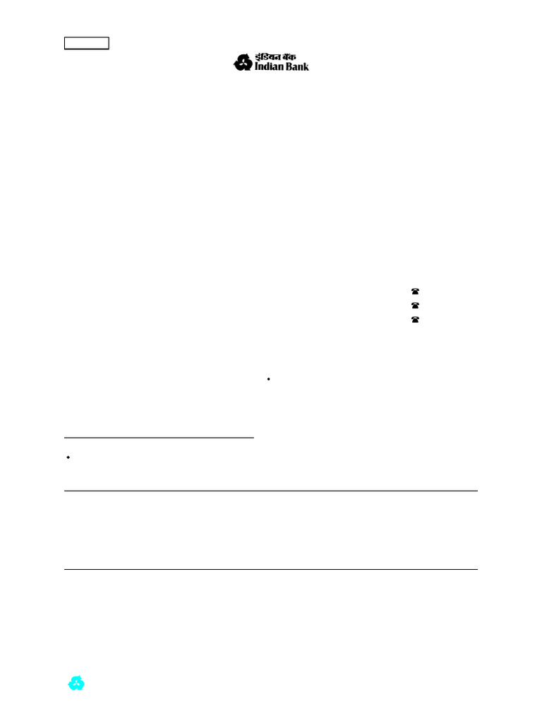 Indian Bank Current Account Form | PDF