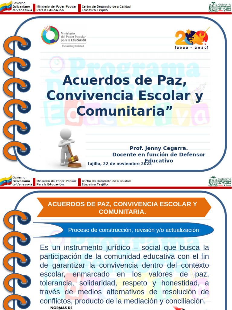 Acuerdos de Paz y Convivencia Escolar | PDF | Institución