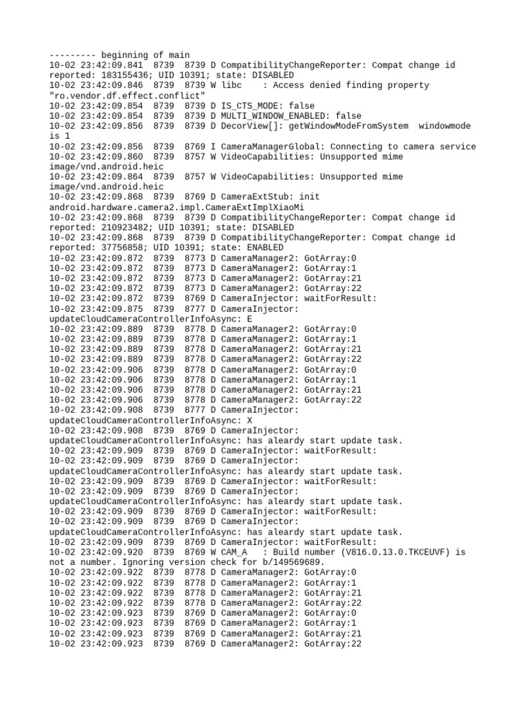 Camera and Compatibility Logs Analysis | PDF | Computing