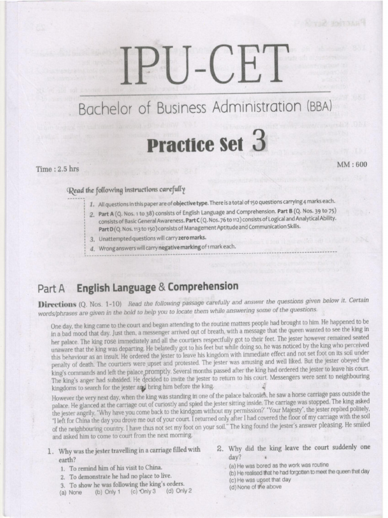Bba Cet Practice Set 3 | PDF