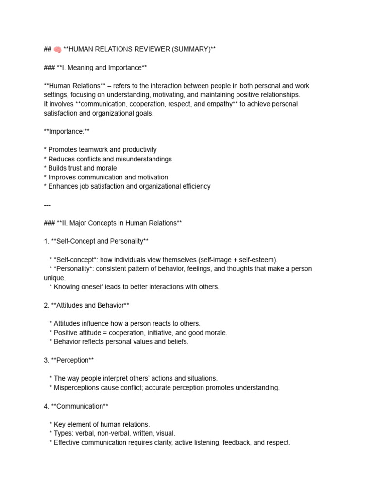 Human Relations Overview and Skills Guide | PDF | Leadership | Psychology