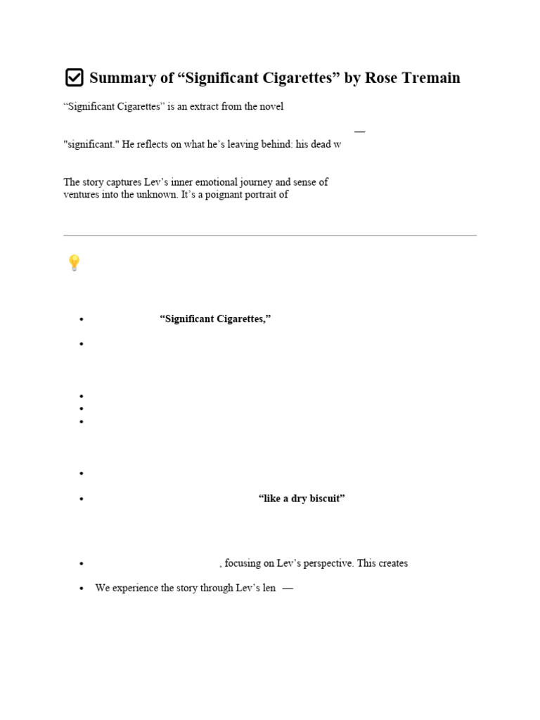 significant cigarettes summary Summary of 
