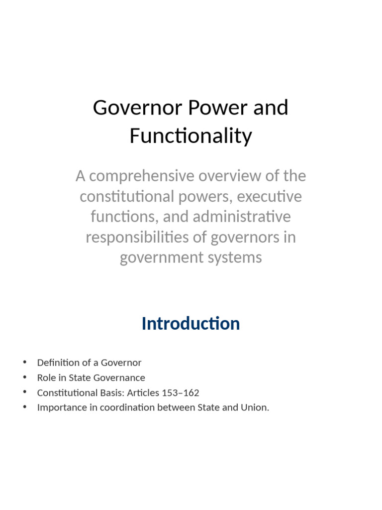 Governor's Powers and Responsibilities Explained | PDF | Political Law ...