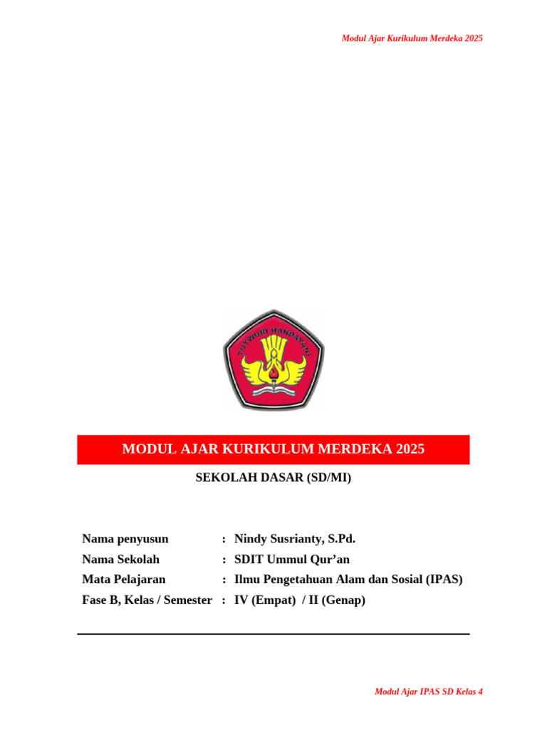 Modul Ajar IPAS SD Kelas 4 2025 | PDF