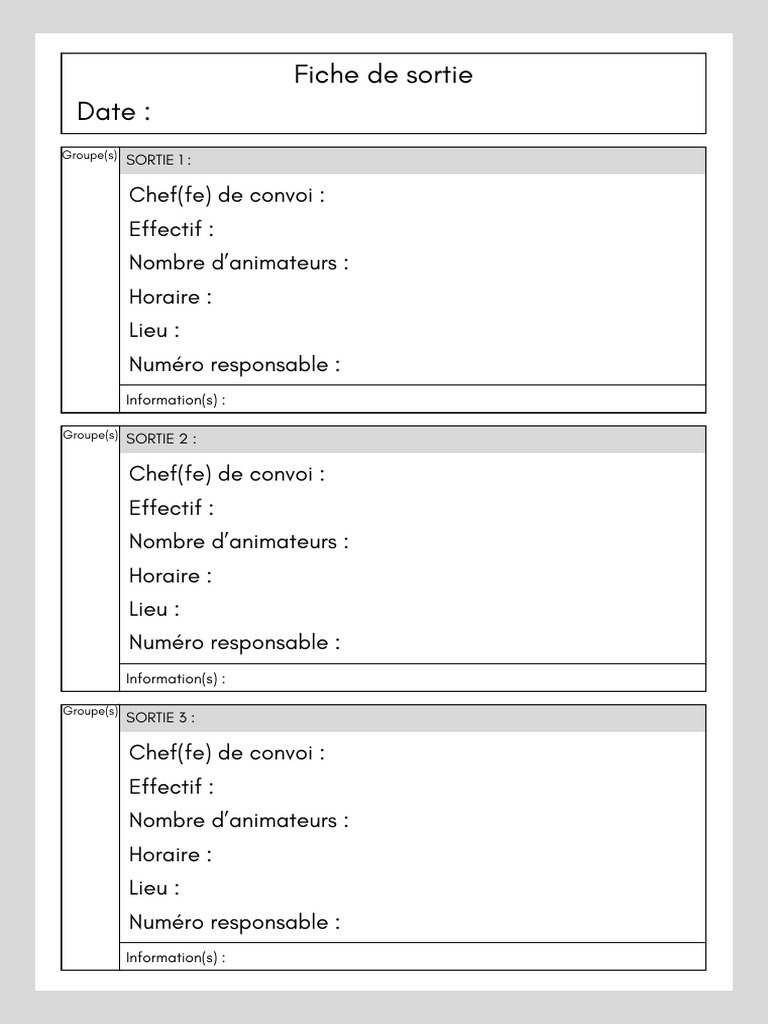 Fiche de sortie détaillée | PDF