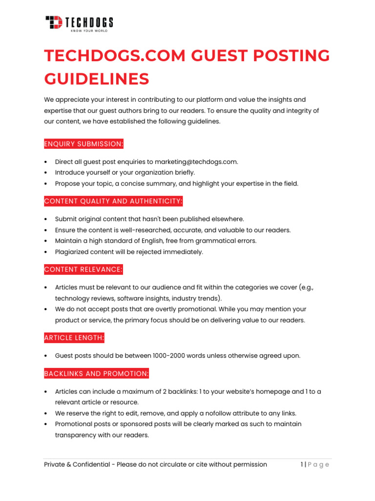 TechDogs Guest Posting Guidelines | PDF