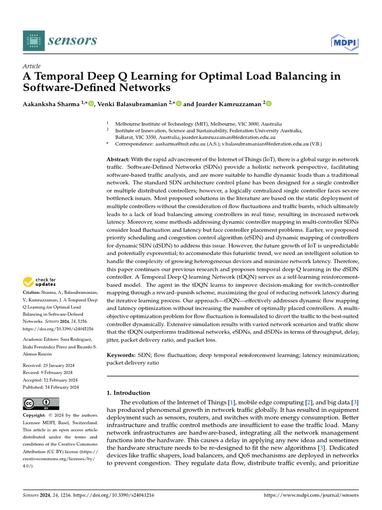 Temporal Deep Q Learning for SDN Load Balancing | PDF | Load Balancing ...