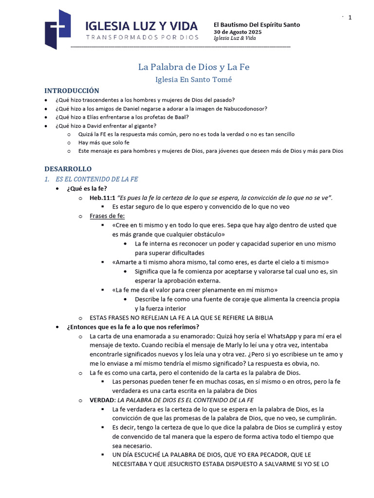 La Palabra de Dios y La Fe | PDF | Fe | Dios