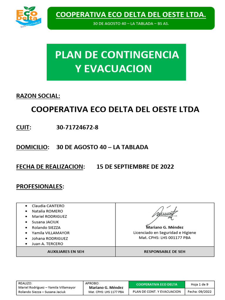 Plan de Contingencia y Evacuación 2022 | PDF | Policía | Seguridad Pública