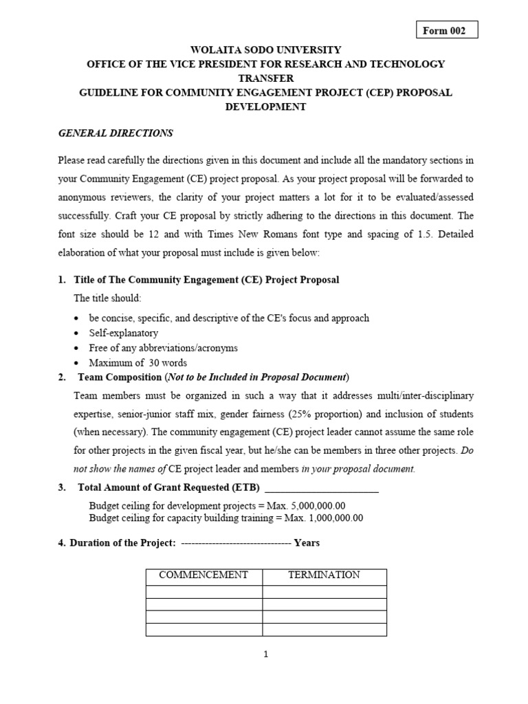 Community Engagement Project Proposal Guide | PDF | Evaluation | Risk