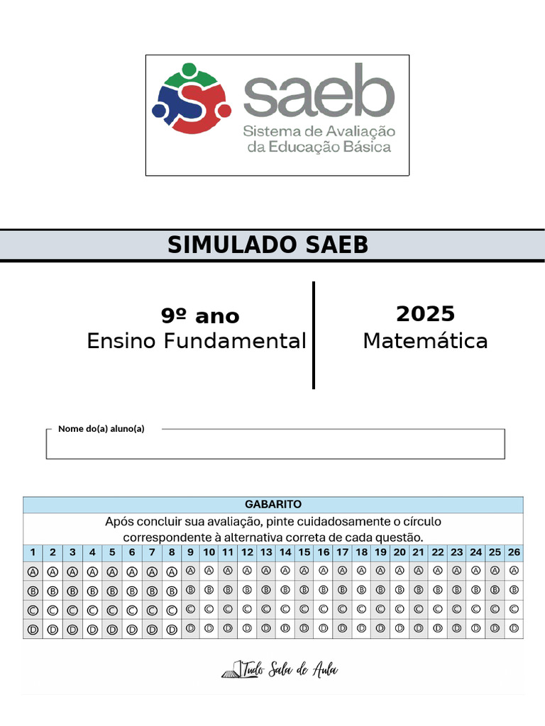 Simulado SAEB Matemática 9º Ano | PDF | Triângulo