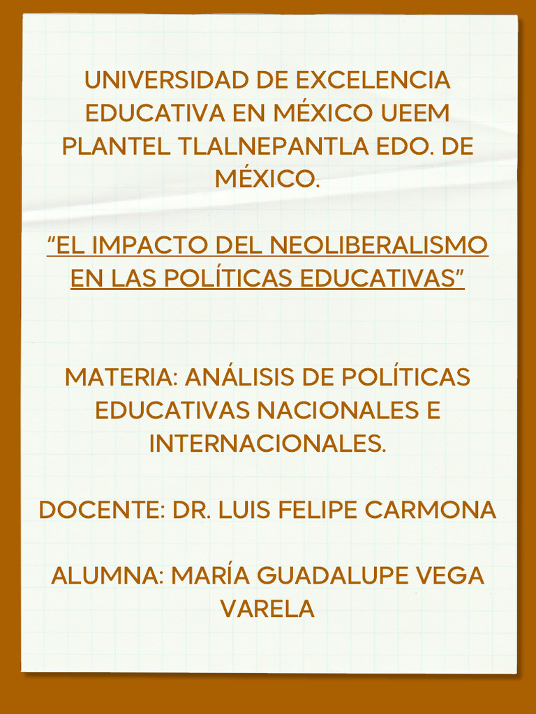 Neoliberalismo y Políticas Educativas en México | PDF | Neoliberalismo ...
