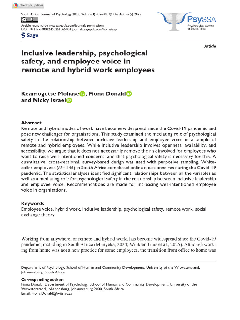 Inclusive Leadership and Employee Voice | PDF | Leadership | Skewness