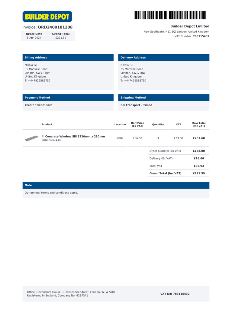 Invoice ORD2400181208 | PDF