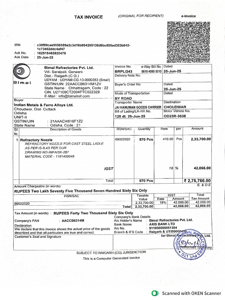 Imfa Invoice 243 | PDF