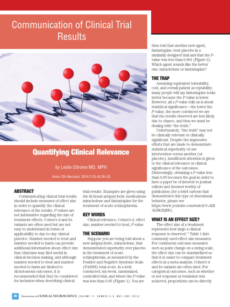 Quantifying Clinical Relevance | PDF | Effect Size | P Value