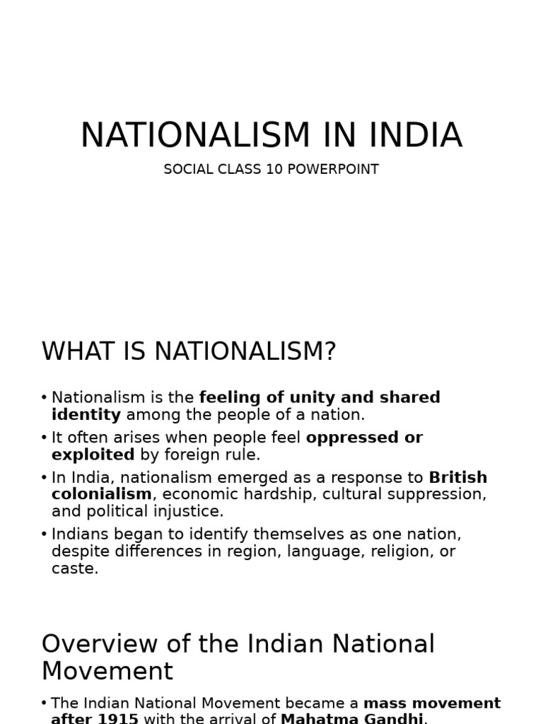 Nationalism and the Indian Movement | PDF | Mahatma Gandhi | British Raj