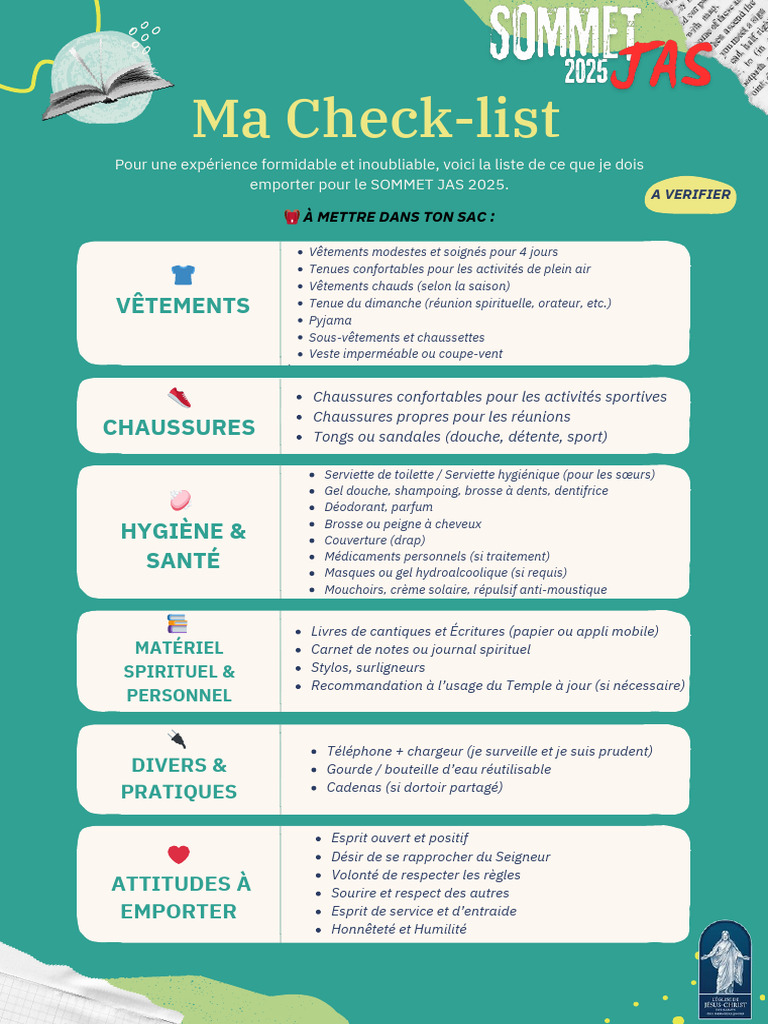 Check-list pour le Sommet JAS 2025 | PDF