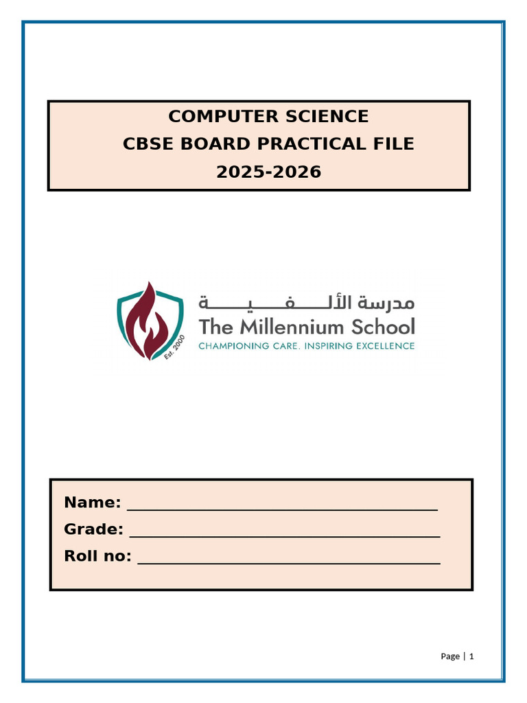CBSE Computer Science Practical File 2025 | PDF
