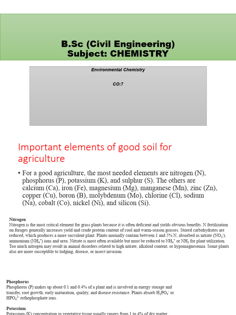 Essential Soil Elements for Agriculture | PDF | Fertilizer | Urea