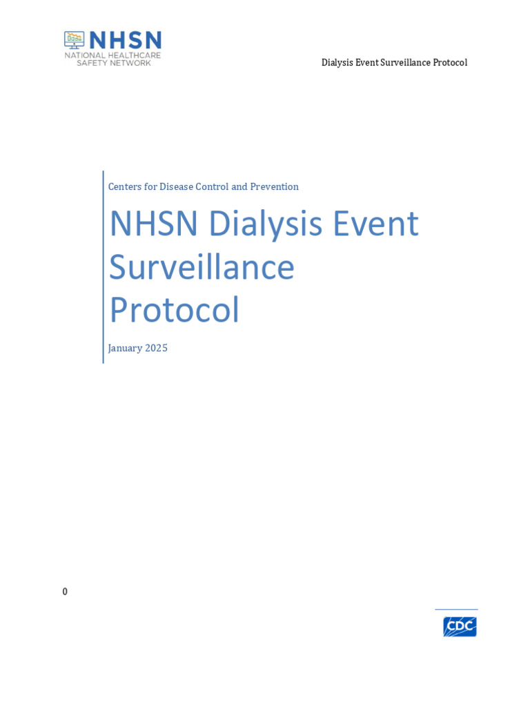 Dialysis Event Surveillance Guidelines | PDF | Hemodialysis | Medical ...