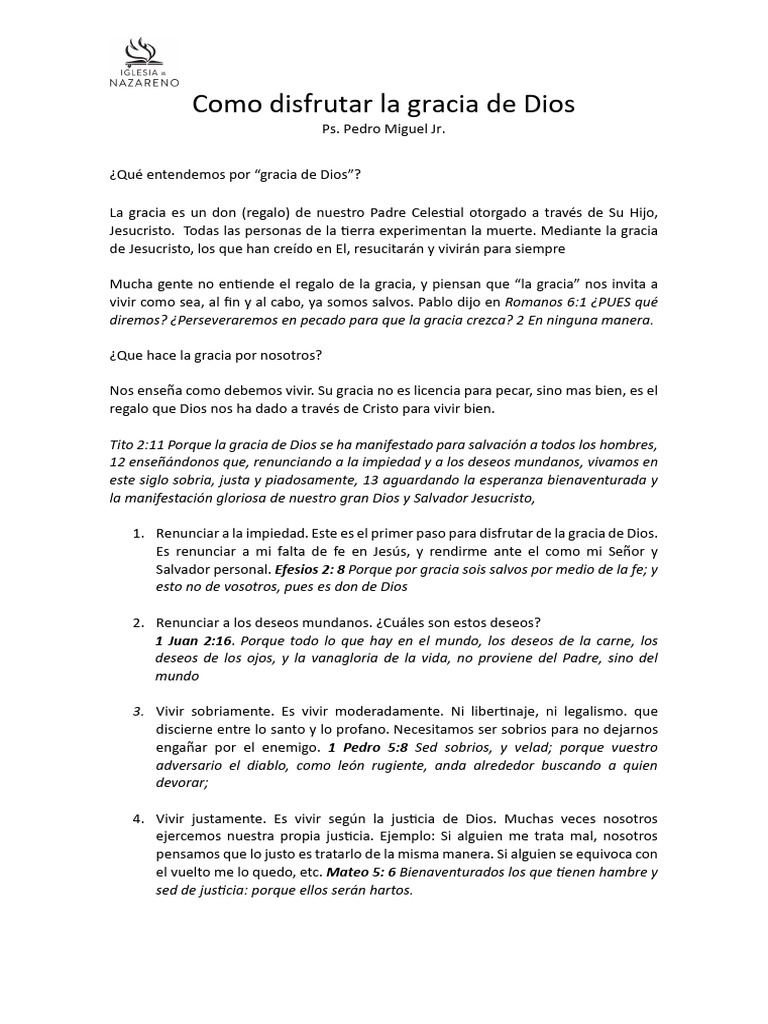 Cómo disfrutar la gracia de Dios | PDF | Gracia divina | Cristo (título)