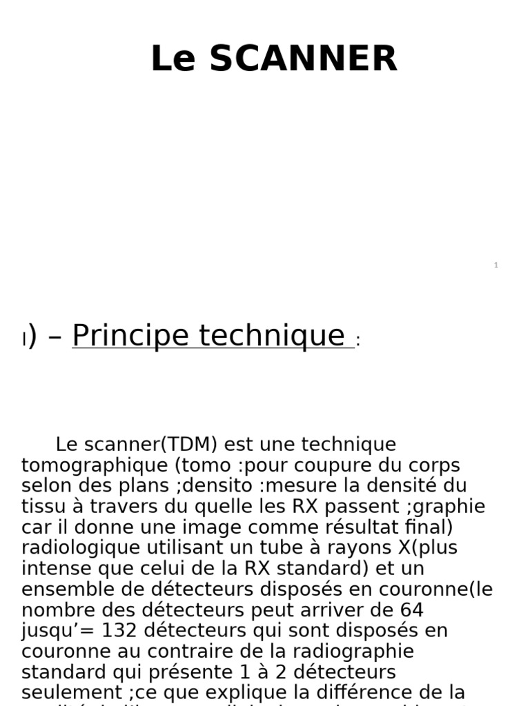 Principe du Scanner TDM et Fonctionnement | PDF | Tomodensitométrie ...