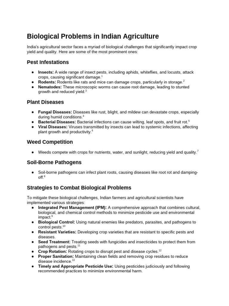 What Are The Biological Problems in Agriculture I... | PDF