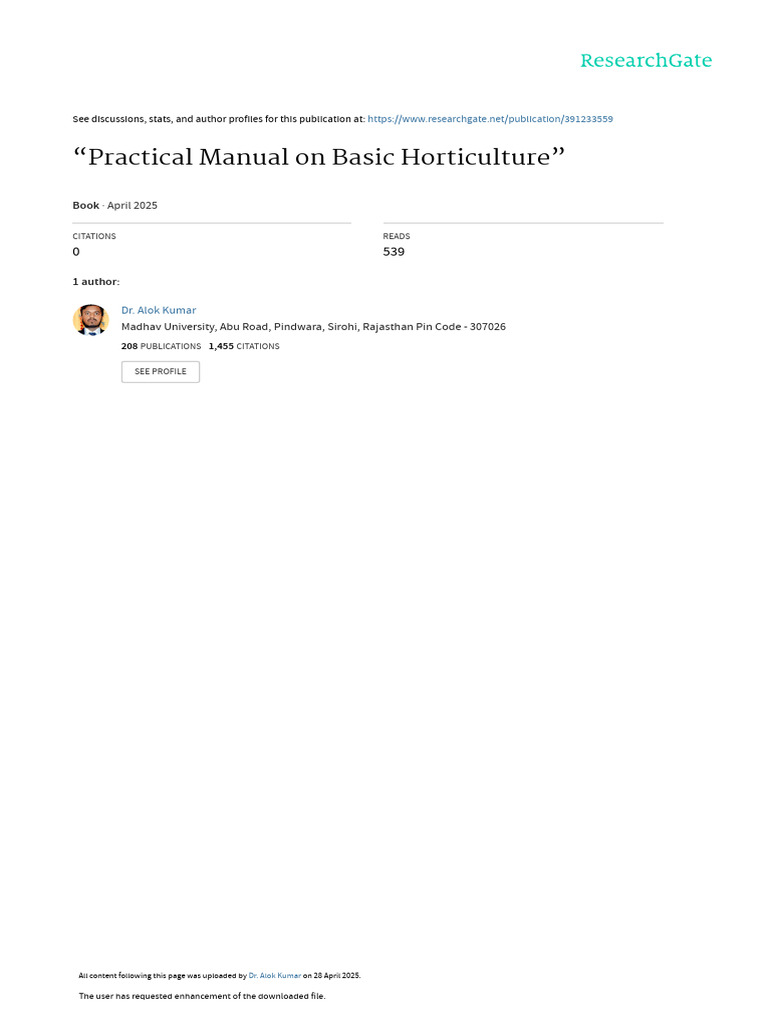Practical Manual On Basic Horticulture | PDF | Plough | Tillage
