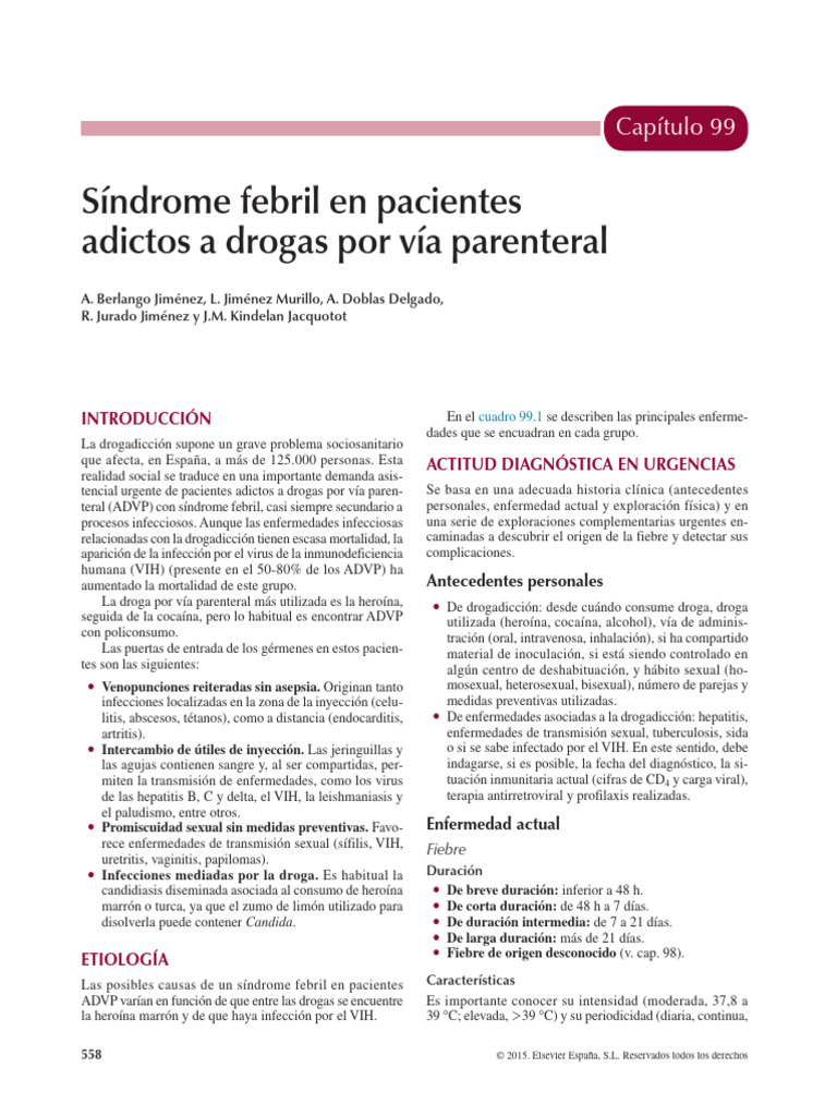 99 Síndrome Febril en Pacientes Adictos A Drogas Por Via Parentenal ...