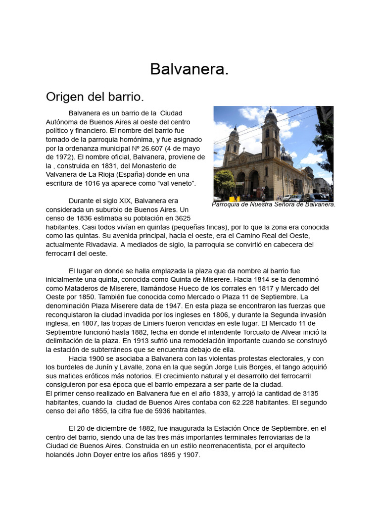 Historia y características del barrio Balvanera | PDF
