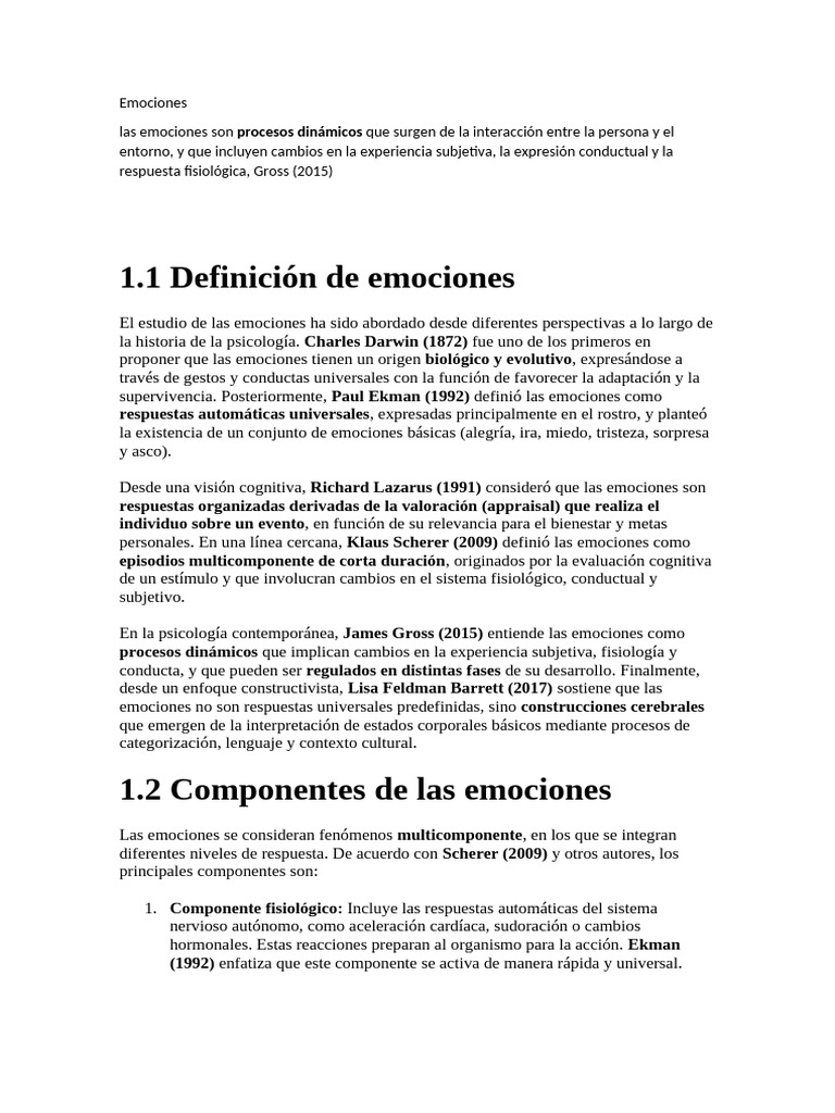 Definición y componentes de emociones | PDF | Las emociones | Neurociencia