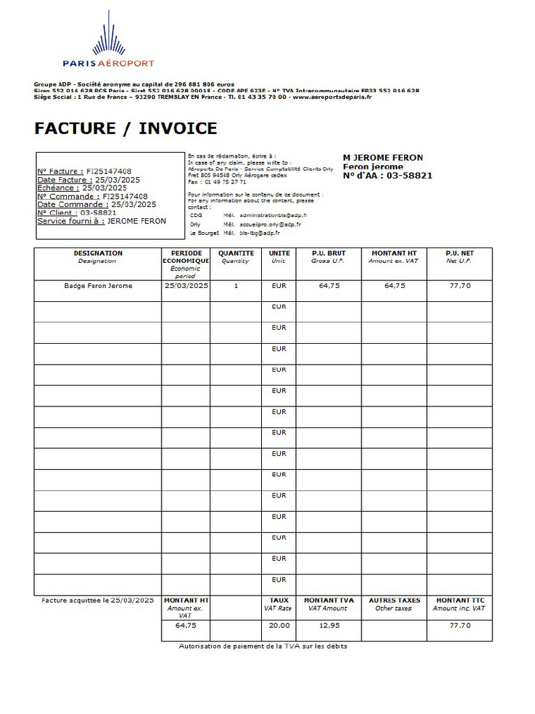Facture 1 | PDF