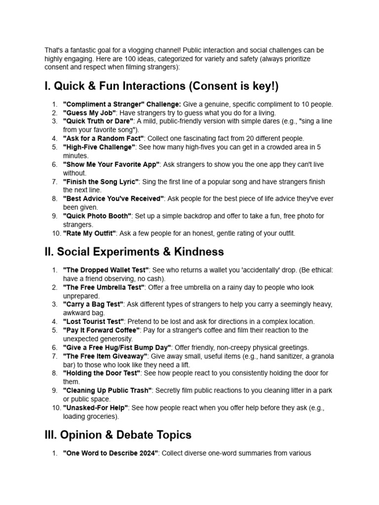 100 Engaging Vlogging Challenge Ideas | PDF