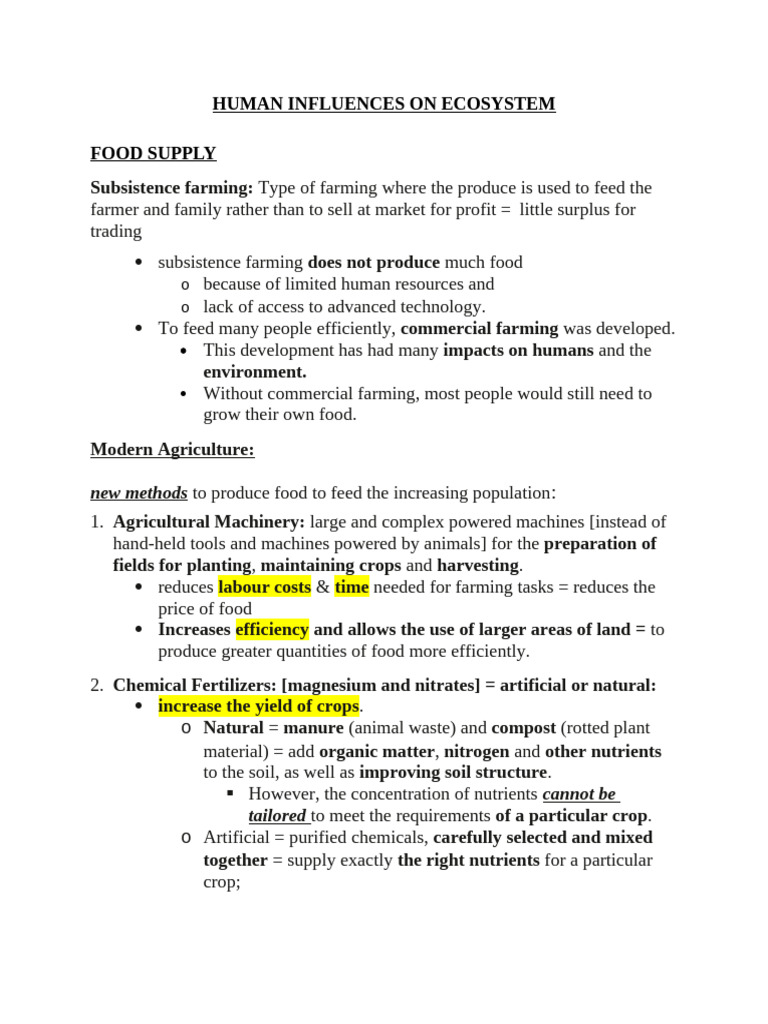 Human Impact on Ecosystems and Farming | PDF | Agriculture | Intensive ...