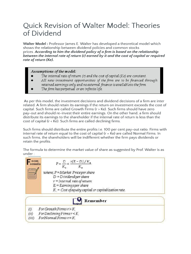 115636dividend Theories Walter Model Sem Vi | PDF | Cost Of Capital ...