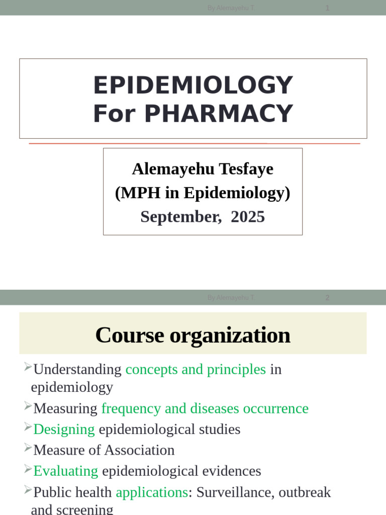 Epidemiology Fundamentals for Pharmacy | PDF | Infection | Epidemiology