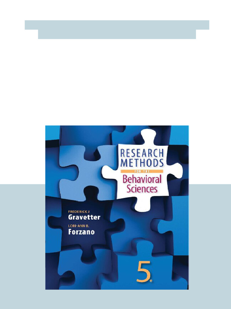 Research Methods For The Behavioral Sciences 5th Edition Frederick J ...