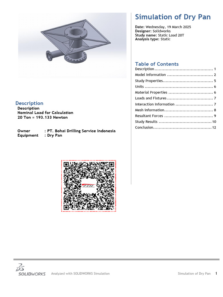 SOLIDWORKS Dry Pan Static Analysis | PDF | Density | Strength Of Materials