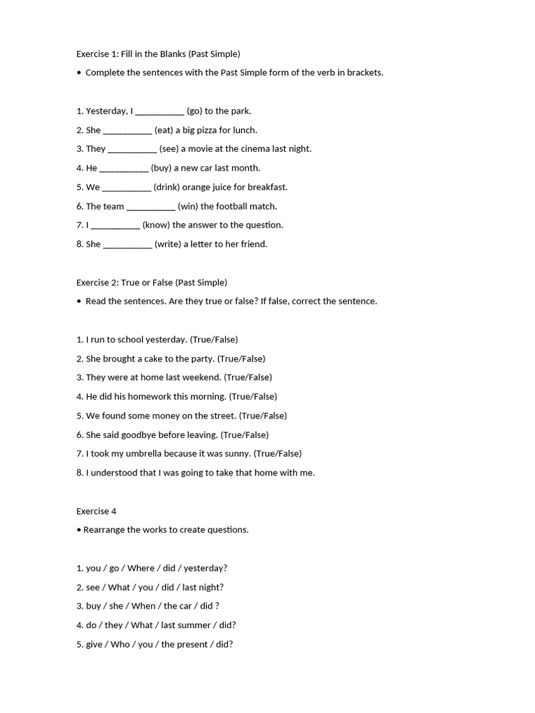 Past Simple Ex | PDF