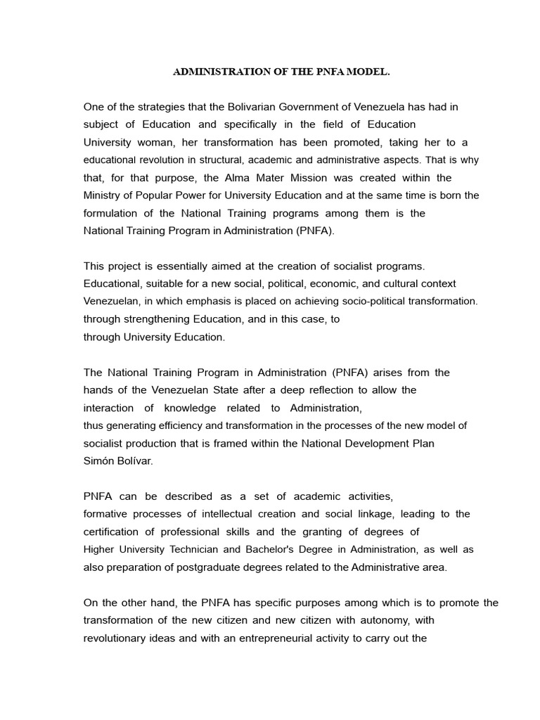 PNFA Model: Transforming University Education | PDF | Venezuela | Socialism