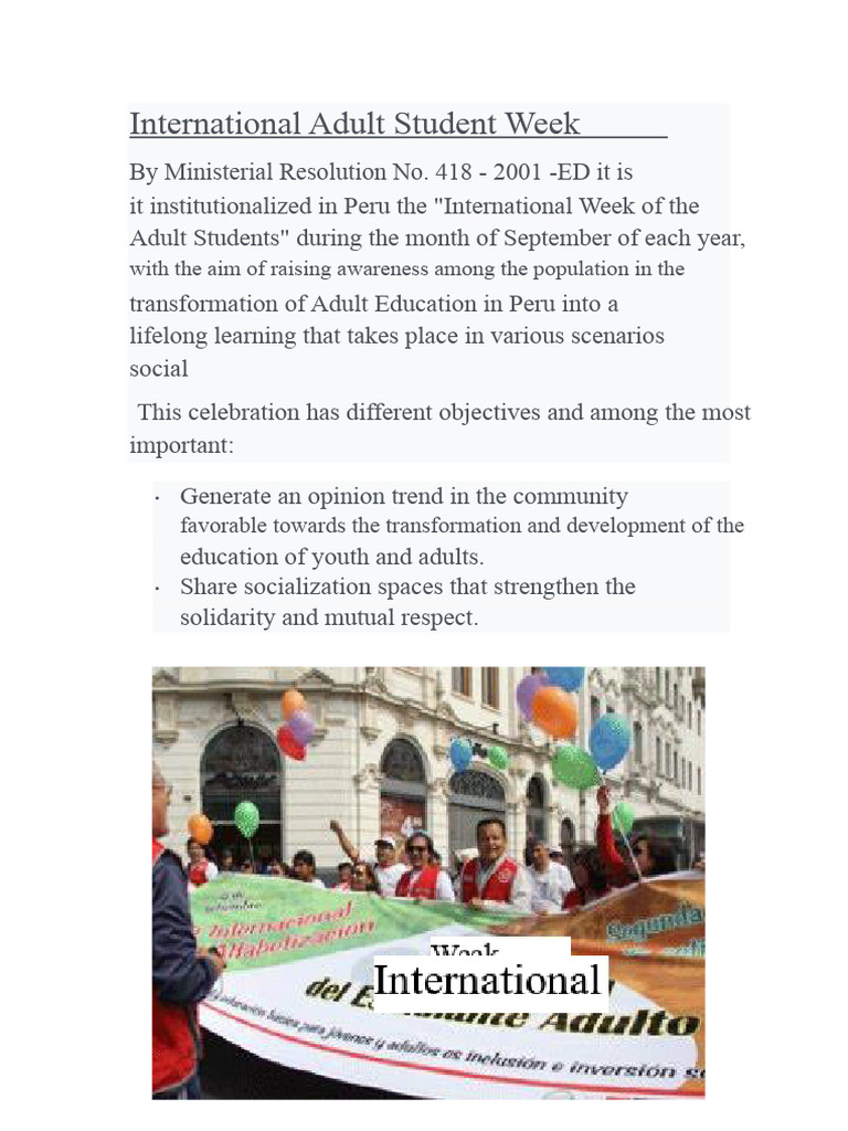 International Week of The Adult Student | PDF