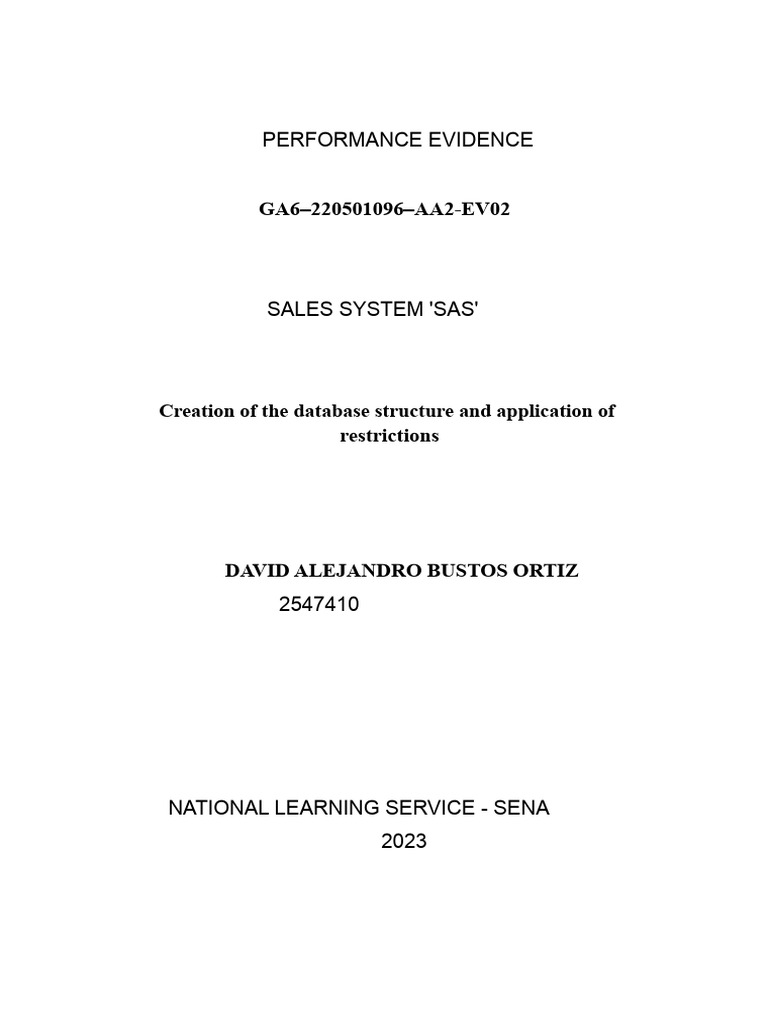 SQL Database Structure for SAS Sales System | PDF | Data Management ...